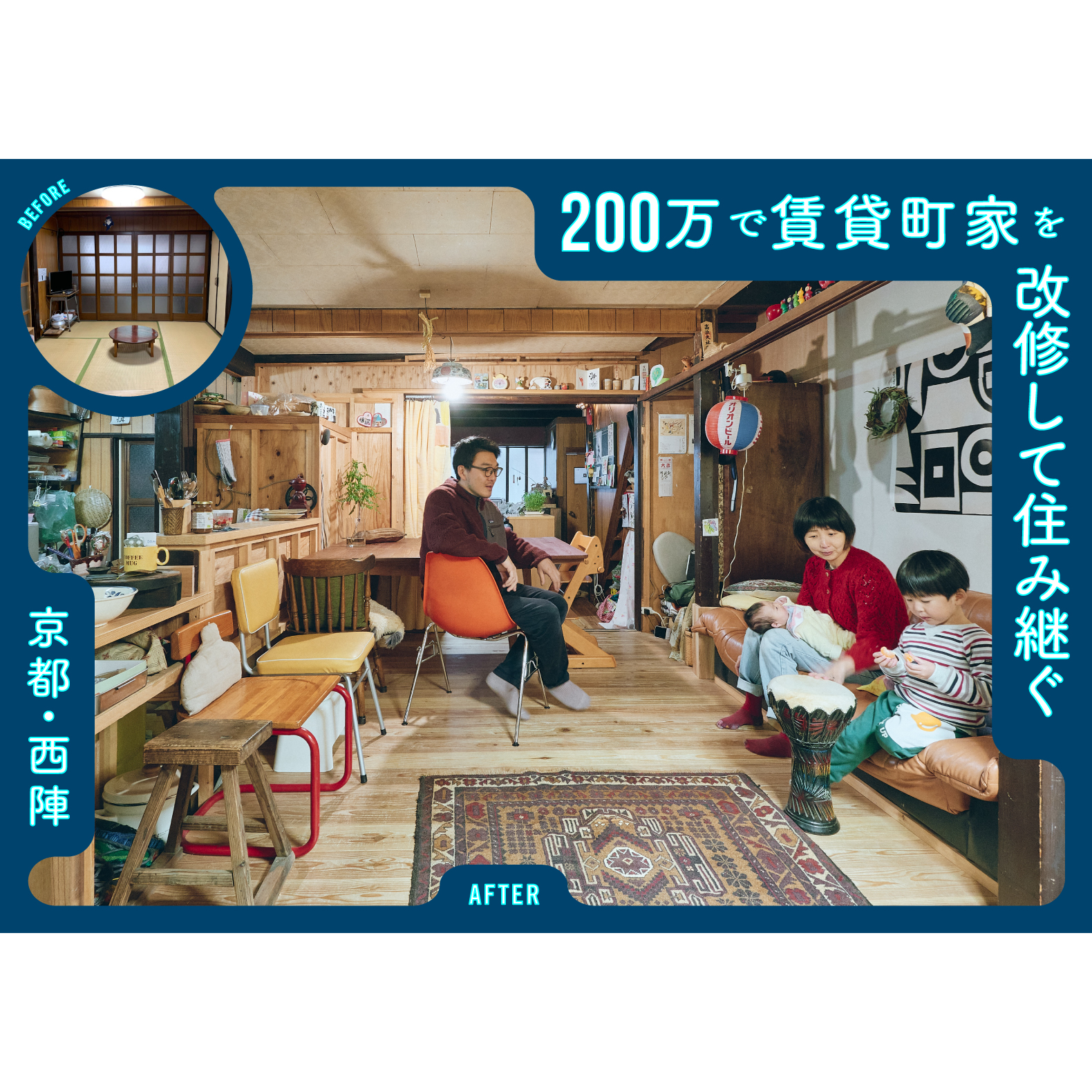 「東京から京都・西陣へ移住して子育て。賃貸町家を改修費200万円で住み継ぐ」